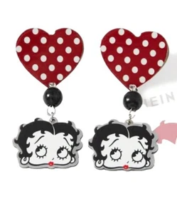 2024 FLEISCHER STUDIO BETTY BOOP POLKA DOT HEART EARRINGS - Picture 1 of 3