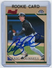 1996 ROCKIES Craig Counsell signed ROOKIE card Bowman #194 AUTO RC Autographed