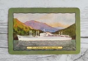 Swap Card, Vintage Coles Card, Named M.V Australia 13,000 Tons 
