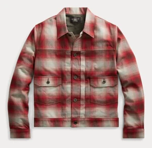 RRL Ralph Lauren Rigid Cotton Wool Blend Plaid Jacket-MEN-S-RARE - Picture 1 of 3