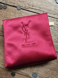 Used / Yves Saint Laurent Parfumes / Red / Satin / Zip Pouch - Picture 1 of 3