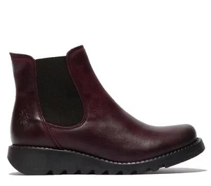 Fly London Womens Red SALV Boots Chelsea Leather Ankle Casual Wedge UK 3-8 - Picture 1 of 5
