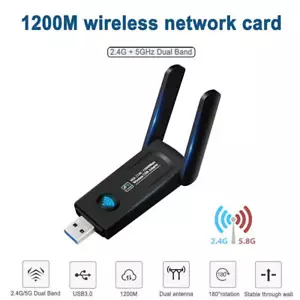 1200Mbps USB 3.0 WLAN Adapter 2.4G/5G Dual Band Dongle WiFi Stick für PC Laptop - Bild 1 von 7