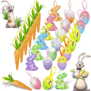 24 Pack Easter Egg Ornaments Easter Colorful Foam Bunny Ornaments Easter Hanging - Picture 1 of 12