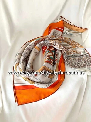 Sallys Boutique 18 Momme Twill Silk Wrap Scarf Room Print Double Face Shawl 35" - Image 1 of 4