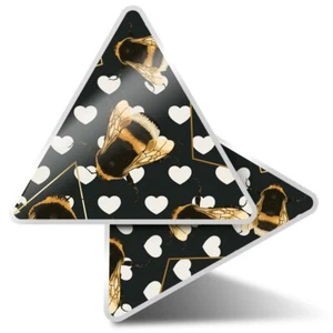 2 x Triangle Stickers 10 cm - Art Deco Gold Bumble Bees  #2255 - Picture 1 of 9