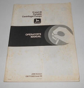 John Deere 15 and 20 Portable Centrifugal Pumps Operator's Manual English/French - Picture 1 of 2