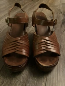 VTG 70's WOMEN'S ORIGINAL SBICCA PLATFORM FUNK SOUL-TRAIN DISCO SANDLE SHOES 9-M - Picture 1 of 5