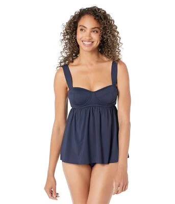 Michael Kors Womens Solids Underwire Baby Doll Tankini Top  New Navy Size LG - Image 1 of 2