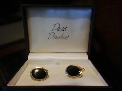 Gemelos David Donahue de ónix negro dorado para hombre ¡Envío rápido! Foto 1 de 4
