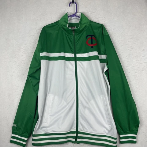 Minnesota Twins Major League Baseball zip up mens Jacket Sz XLT Green St Paddys Cover