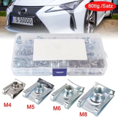 80x Blechmuttern Schnappmutter Gewinde Clip Mutter Sortiment M4/M5/M6/M8 Set DE - Bild 1 von 4