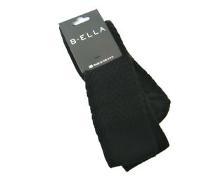 B. Ella Ladies 74% Merino Wool Blend Crew Socks Nina Herringbone Black - NEW
