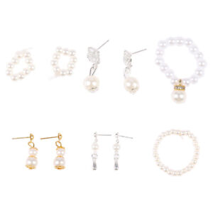 1:6 Dollhouse Doll Pearl Necklace Bracelet Earrings 30CM Doll Wear Jewelry Toy