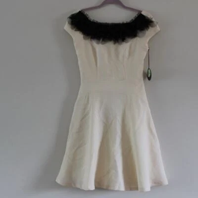 NWT Eva Franco Abbington Wool Dress Cream Black Whimysgoth Fit and Flare 2 - Image 1 of 4