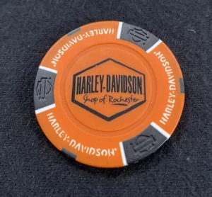 Ficha de póker Harley Davidson de Rochester, New Hampshire/naranja y negro  - Imagen 1 de 3