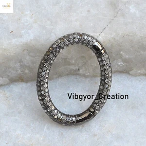 Pavé Diamante Cierre de Resorte Cerradura Encontrar Joyería 925 Plata Sólida Collar Fabricación - Imagen 1 de 4