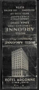 Vintage Pre 1950's Hotel Argonne Lima Ohio Matchbook - Picture 1 of 1