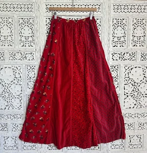 Vintage Century Boston Maxirock rot Urlaub Blumen Patchwork Velours Gr. XS - Bild 1 von 7
