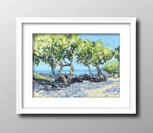 Original Painting Hawaii Art Big Island Kukio Beach Park 6x8” New Framed - Picture 1 of 4