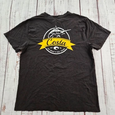 Costa See What's Out There Black Short Sleeve Cotton T-Shirt Men's XL - Image 1 of 4
