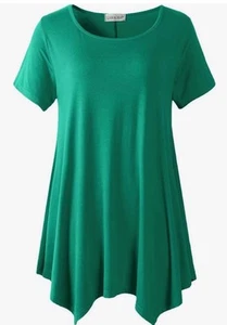 Larace Tunic Stretch Top A Symmetrical Emerald Green 3x - Picture 1 of 3