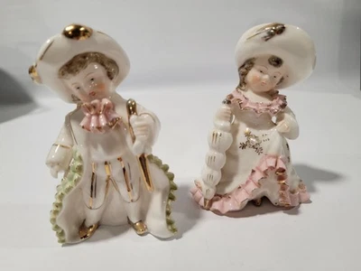 Vintage Thames Colonial PorcelainBoy Girl Ceramic Figurines With Gold MCM 52/173 - Image 1 of 4