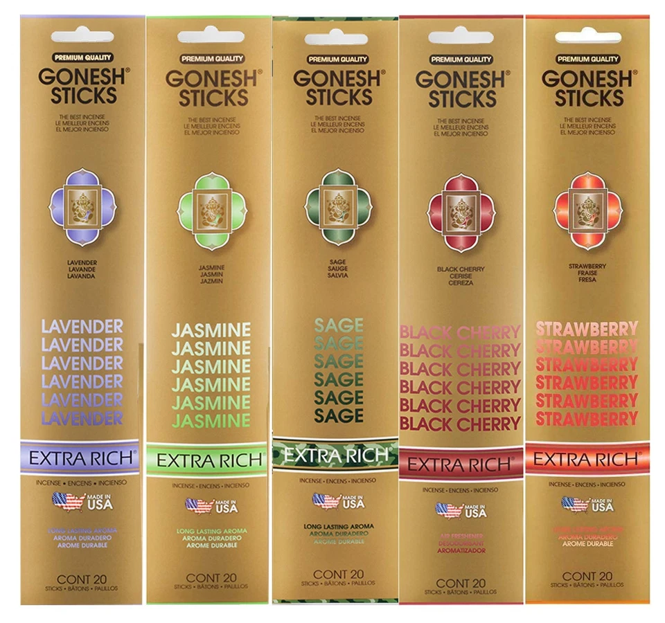 Gonesh Incense Extra Rich Floral Collection Variety Pack, 5 Packs, 20 Sticks ... - Image 1 of 1