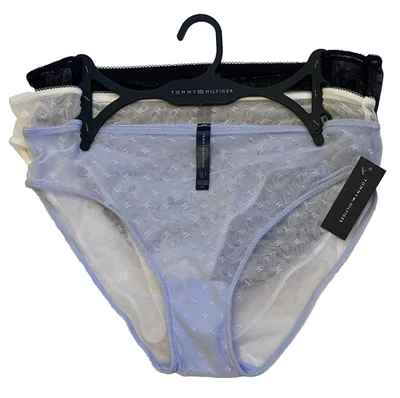 Трусики бикини TOMMY HILFIGER упаковка 3 шт. размер L прозрачная сетка логотип TH - Изображение 1 из 2