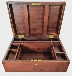 Antique Victorian Mahogany Storage Box With Hidden Drawers Original Interior - Bild 1 von 16