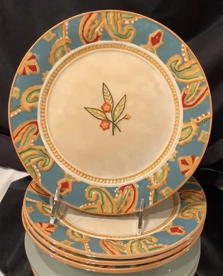 Plato de ensalada Fitz & Floyd CARISSA PAISLEY 8 1/2" azul - Juego de 4 Foto 1 de 4