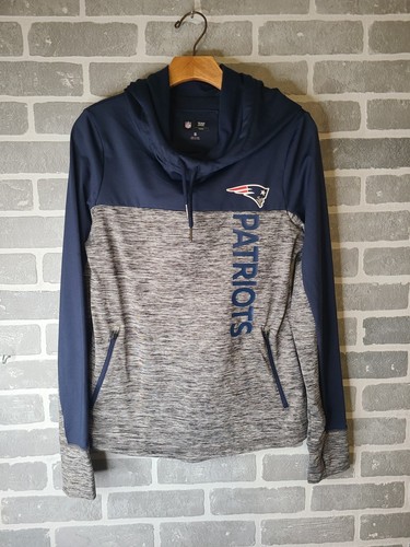 VETEMENTS Felpa con cappuccio pullover NFL Team Apparel donna Patriots taglia small fori pollice grigio
