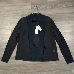 Eileen Fisher transparente Strickjacke Damen klein anthrazit Viskose Nylon Crinkle Seidenbesatz - Bild 1 von 9