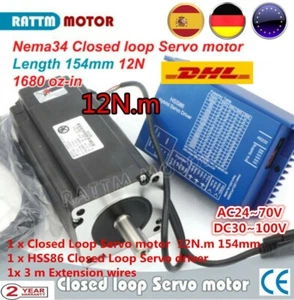 『ES』 12nm NEMA34 12N.m Stepper Motor Closed loop Servo Motor Driver 70V CNC Kit - Imagen 1 de 14