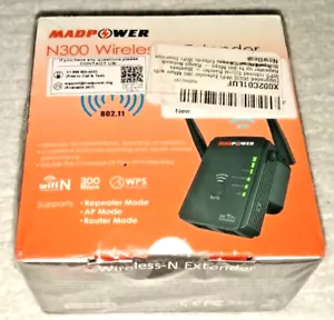 MADPOWER N300 Wireless-N Wifi Range Extender - Amplificatore Segnale - Nero - Nuovo - Foto 1 di 3