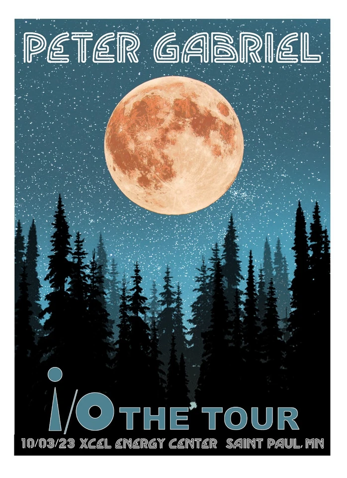 PETER GABRIEL i/o 10/3/23 11x17 MN concert poster  signed & #ed by Scott James - Image 1 of 1