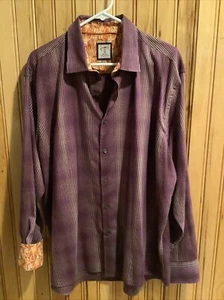 J Garcia Mens Shirt XL Purple Plaid L/S Collared Flip Cuffs Jerry Deadhead Party - Picture 1 of 8