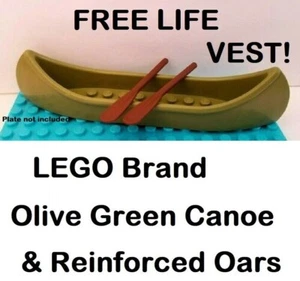 LEGO Minifigure Olive Green Canoe 2 Oars & Life Vest Fishing Camping - Picture 1 of 1