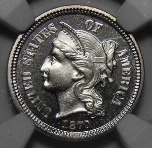 1870 NGC PF67 CAMEO THREE CENT NICKEL - Picture 1 of 4
