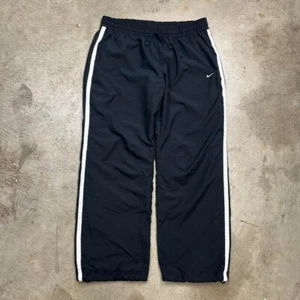 Vintage Y2K Nike windbreaker pants youth XL black white stripe mesh lined dept - Picture 1 of 6