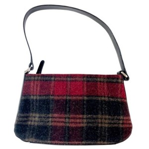 Vintage Eddie Bauer Tartan Plaid Purse Handbag Wool Leather Strap Dark Academia
