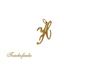 14K YELLOW GOLD SCRIPT INITIAL " H " VERY PRETTY DESIGN HIGH POLISHED. - Picture 1 of 3