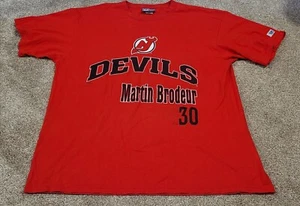 New Jersey Devils Martin Brodeur T-Shirt 90s Lee Sport Nutmeg Mills XL Y2K - Picture 1 of 8