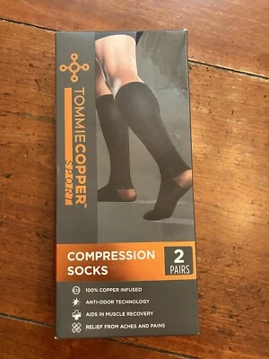 Meias de compressão esportivas de cobre tommie novas 2 pares na caixa P/M - Imagem 1 de 4