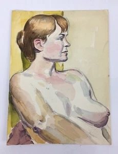 Original 9” X 12” Figure Study Watercolor by 1950’s Illustrator Rudolph Schwartz - Picture 1 of 8