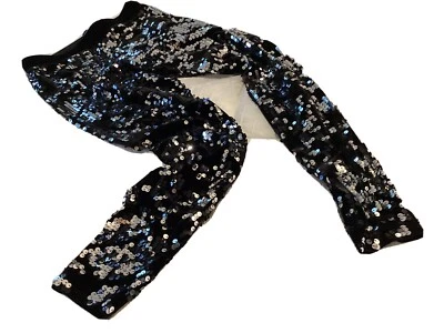 Mujer/Junior EXPRESS Brillante Negro y Plata Elastizado Leggings tiro medio Pequeños NUEVO Foto 1 de 4