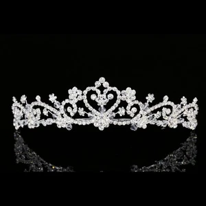 Handmade Bridal Heart Floral Rhinestones Crystal Prom Wedding Crown Tiara 7928 - Picture 1 of 4