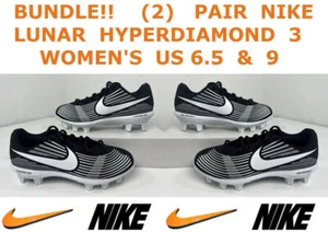 PACCHETTO! (2) Coppia tacchetti Nike donna Lunar Hyperdiamond 3 PRO taglie 6,5 e 9 - Foto 1 di 5