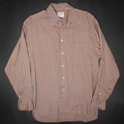 Camisa de vestir Lorenzini para hombre 15,5/39 beige marrón borgoña a rayas tejido algodón  Foto 1 de 4