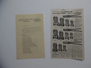 1916 Carolus Mfg Co. Tool Catalog Sheet Circular Bolt Cutters Sterling Illinois - Picture 1 of 5